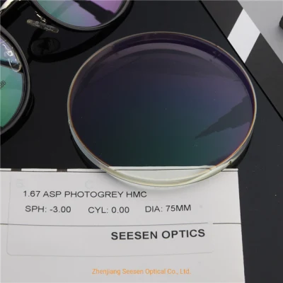 Optical Lenses of Eyeglasses1.67 Spin Photochromic Hmc Photochromic Eyeglass Lenses Transition Lens