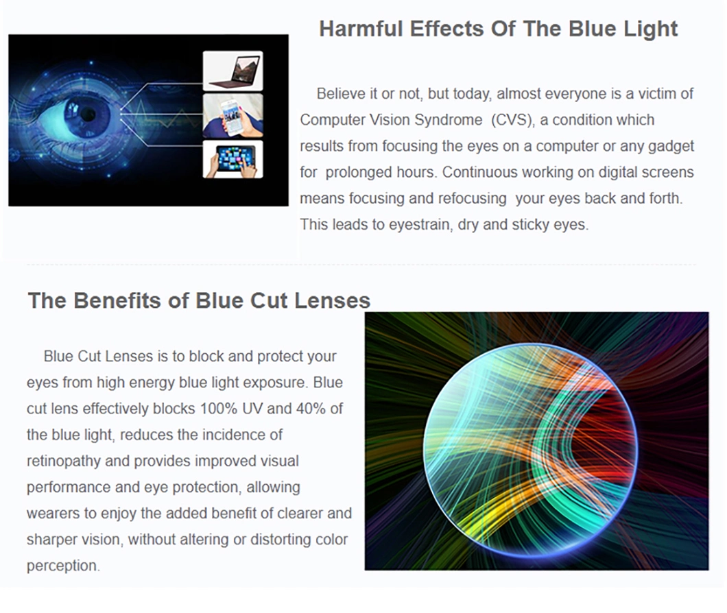 1.56 Photochromic Grey Progressive Blue Cut Blue Block Optical Lenses