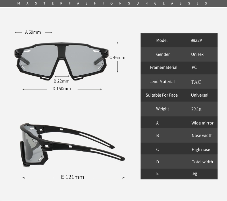 High Quality Cycling Men Women UV400 Sports Photochromic Sunglasses with Accessories