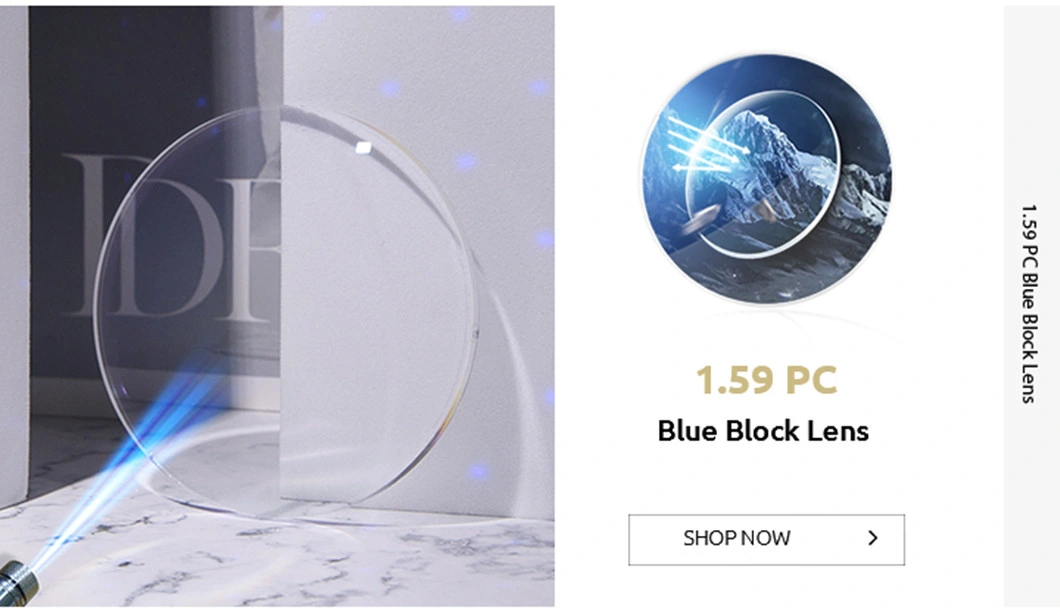 1.59 Index Polycarbonate Lenses PC UV420 Blue Cut Hmc Anti-Blue Ray Lenses Ar Green /Blue Coating Optical Lenses