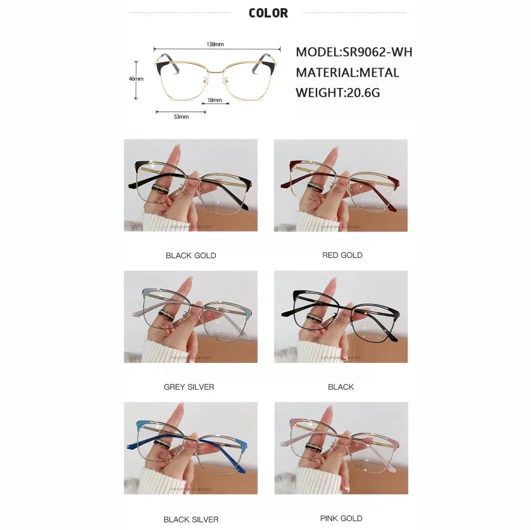 Trendy Fashion New Unisex Photochromic Personality Color Change Cat Anti-Blue Light Wholesale Metal Glasses Men Women Eyewear