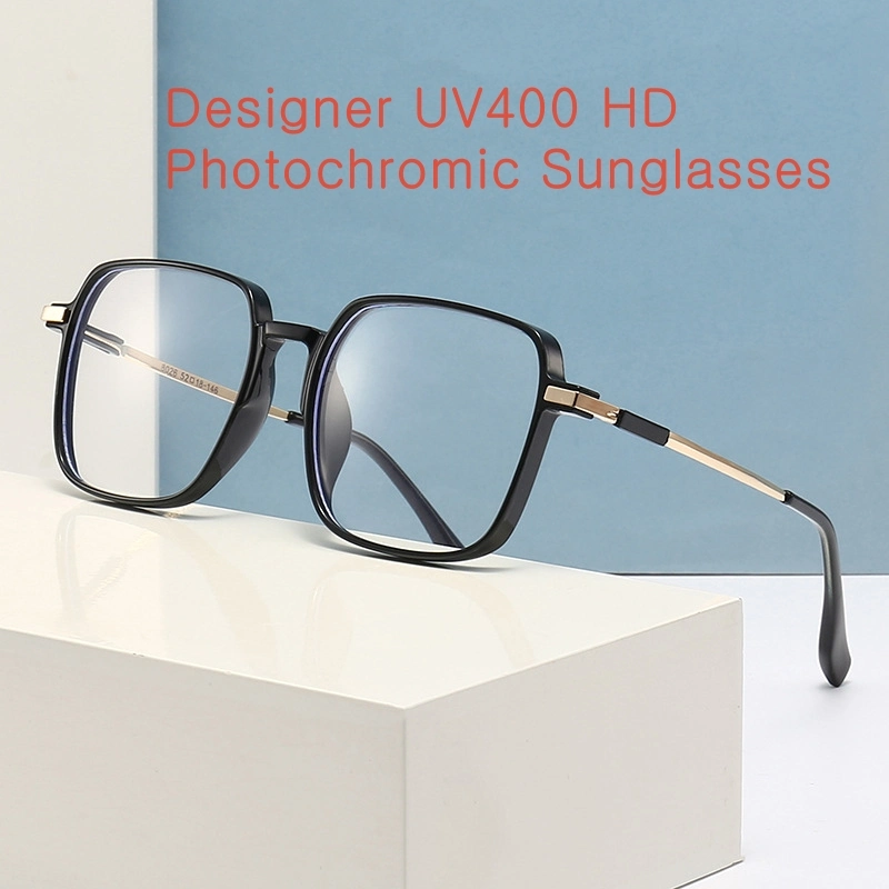 Fashion Custom Logo Large Frame Men Women UV400 Intelligent Photochromic Sunglasses