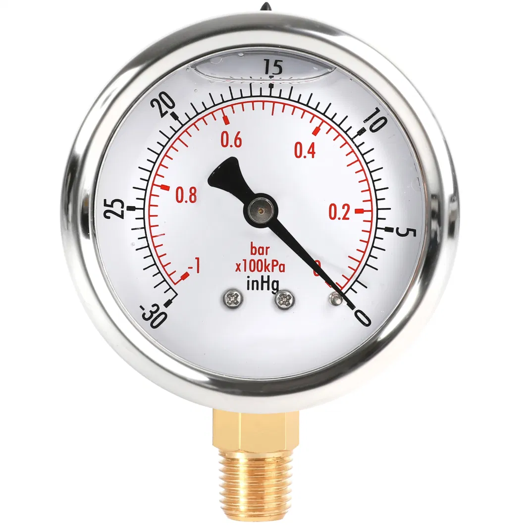 Stainless 2.5 Radial Oil Filled Manometer Pressure Gauge with Bottom Mount