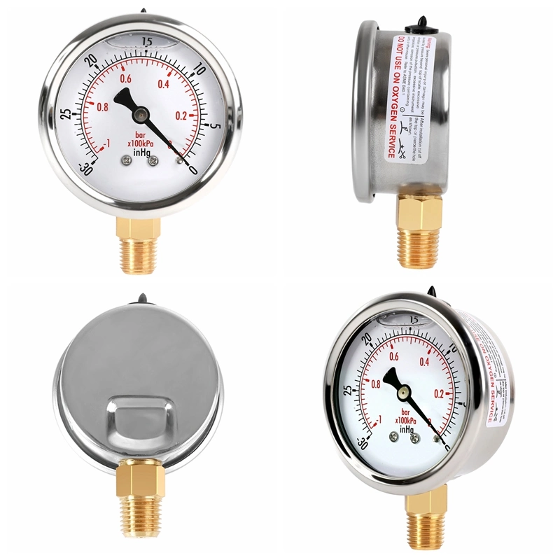 Stainless 2.5 Radial Oil Filled Manometer Pressure Gauge with Bottom Mount