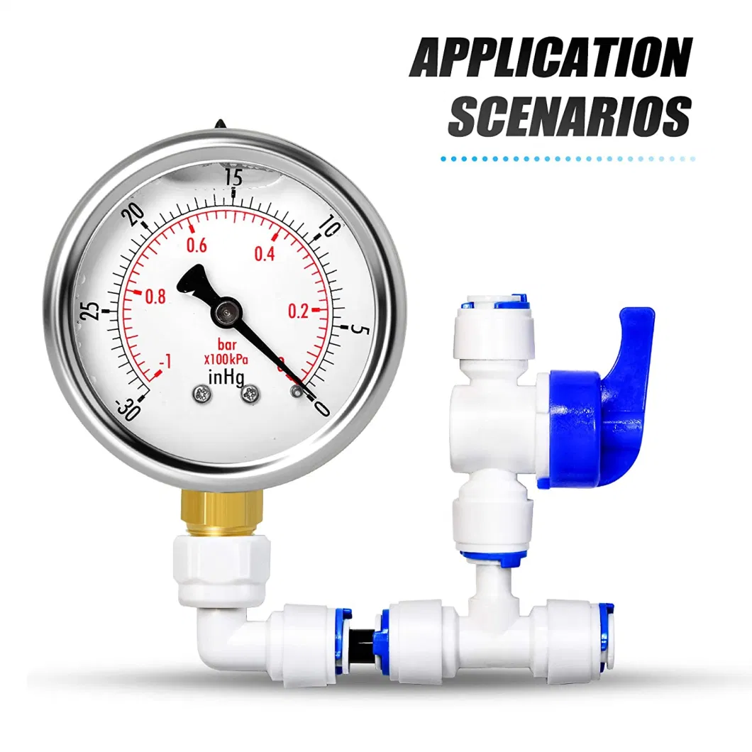 Stainless 2.5 Radial Oil Filled Manometer Pressure Gauge with Bottom Mount