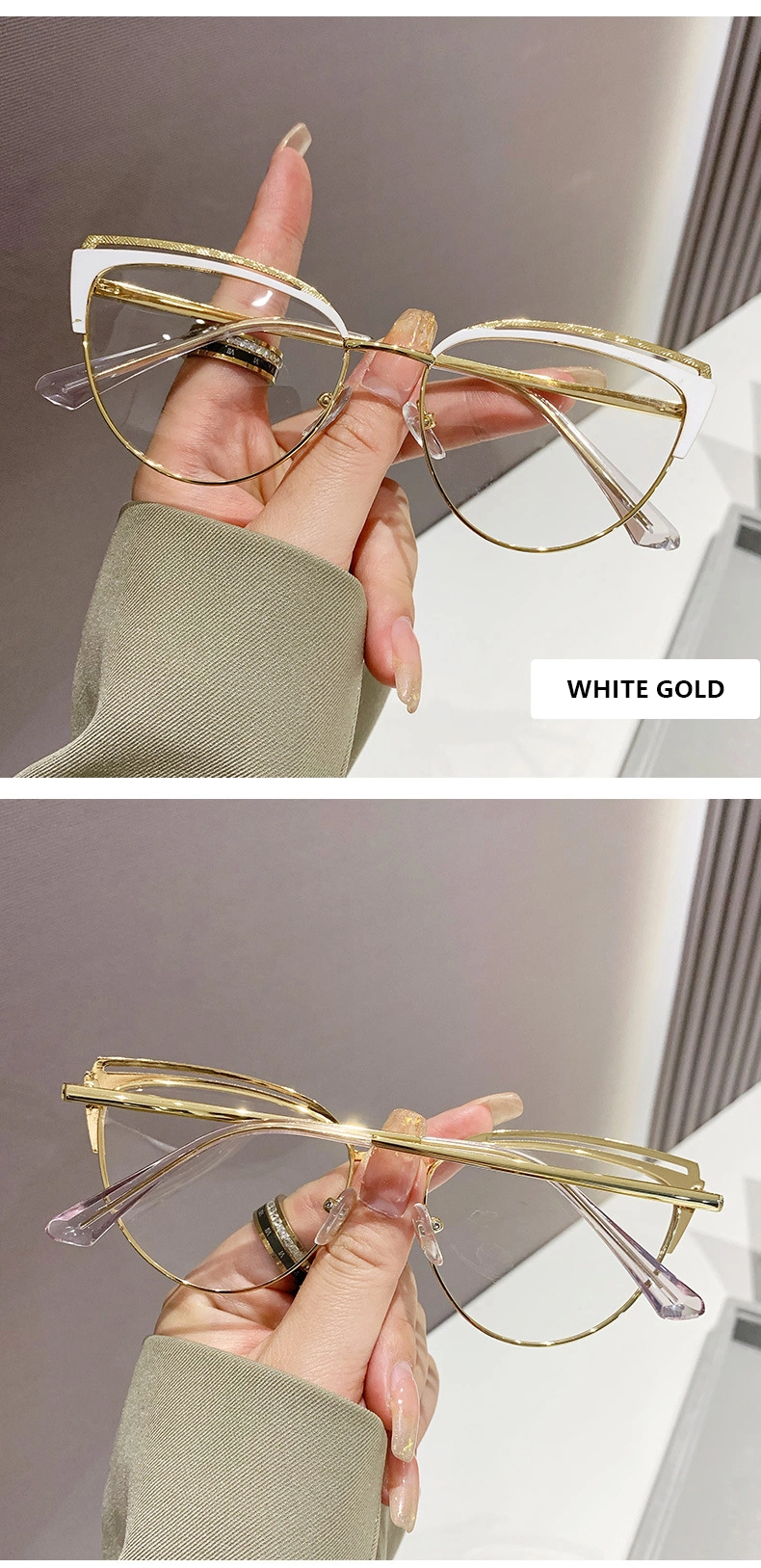 2023 Wholesale New Fashion Color Changing Custom Logo Women Optical Anti Blue Light Cmputer Metal Frame Glasses Cat Eye Photochromic Glasses