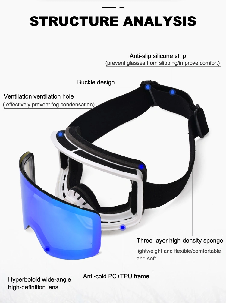 Wholesale TPU Frame UV400 Protection Snowboard Skiing Glasses Cylindrical Lens Sport Snow Goggle