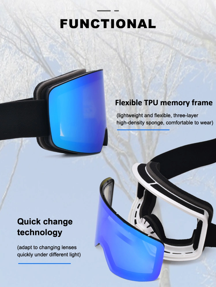 Wholesale TPU Frame UV400 Protection Snowboard Skiing Glasses Cylindrical Lens Sport Snow Goggle