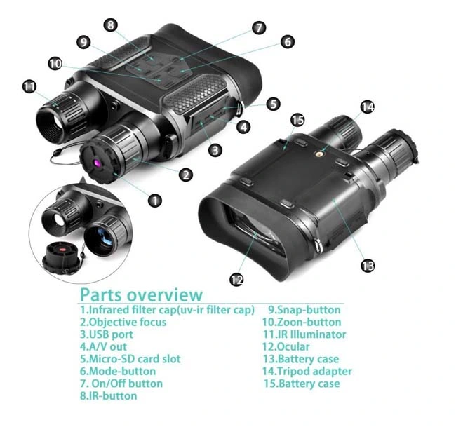 Digital Infrared Night Vision Hunting Binocular with Large Viewing Screen Can Take Day or Night IR Photos &amp; Video From 400m/1300FT