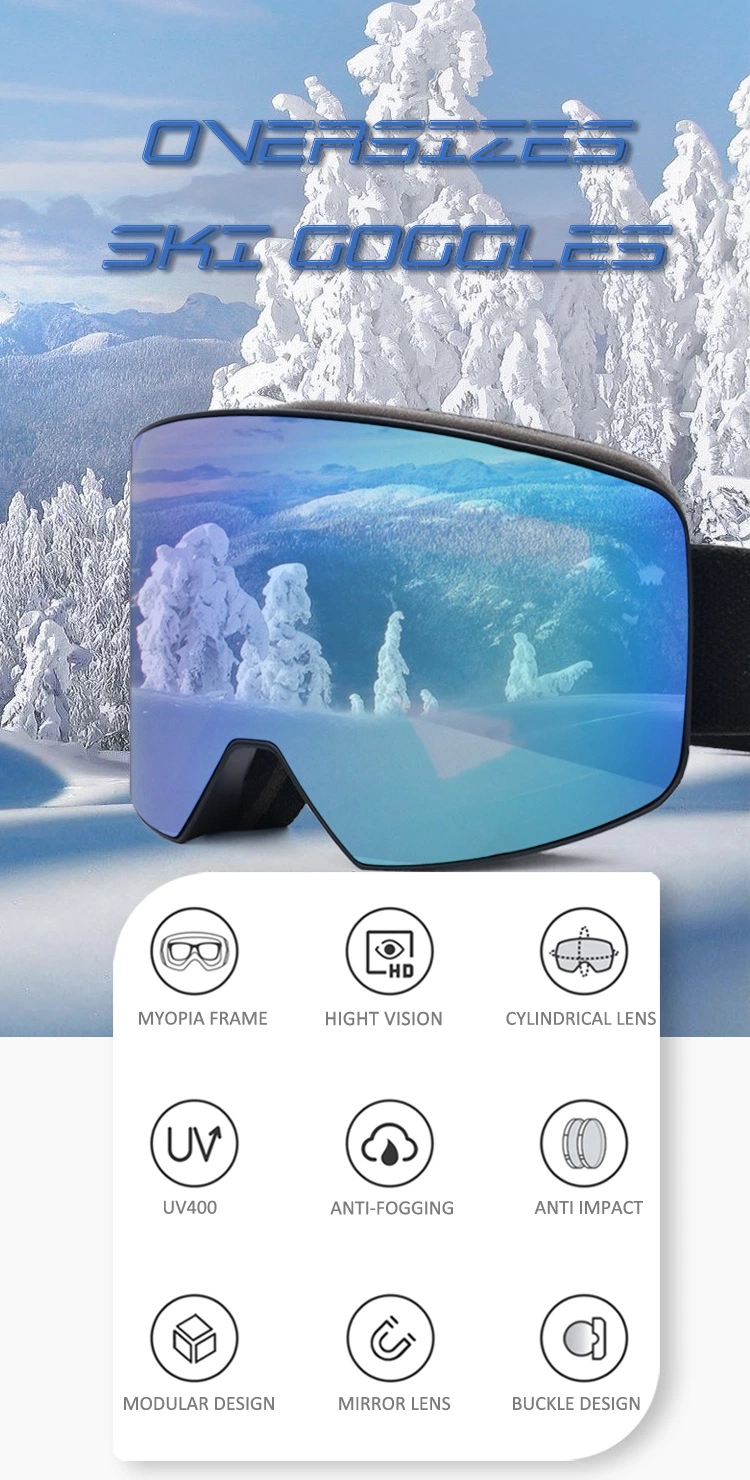 Wholesale TPU Frame UV400 Protection Snowboard Skiing Glasses Cylindrical Lens Sport Snow Goggle