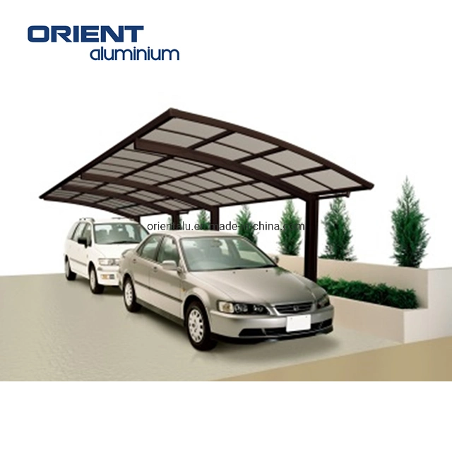 Custom Made Aluminum Frame Arc Polycarbonate Aluminium Car Canopy for Villa Use