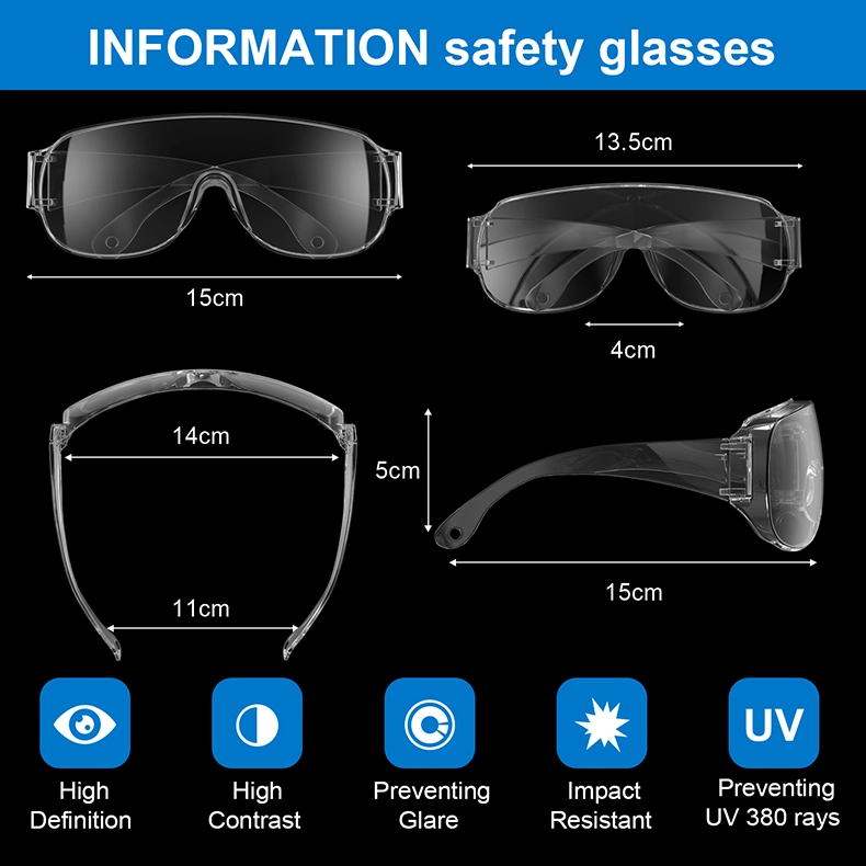 Polycarbonate Eyewear Anti Fog Safety Goggles Clear Working Safety Spectacles Safety Over Glasses