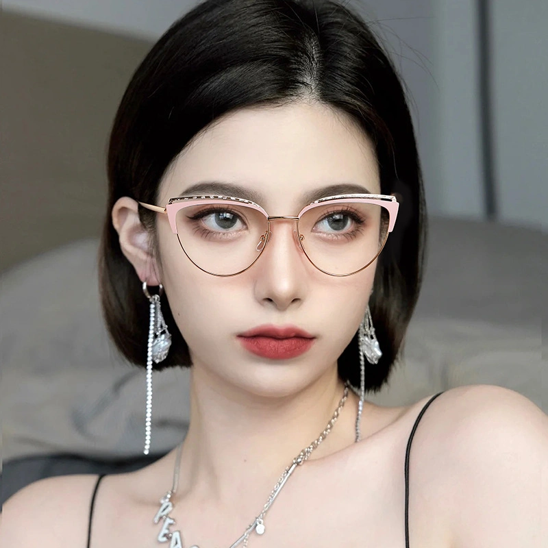 2023 Wholesale New Fashion Color Changing Custom Logo Women Optical Anti Blue Light Cmputer Metal Frame Glasses Cat Eye Photochromic Glasses