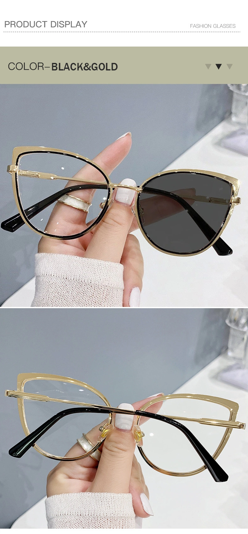 Color Changing Women Men Metal Frame Blue Light Blocking Optical Glasses Frames Photochromic Eyeglasses Frames Glasses