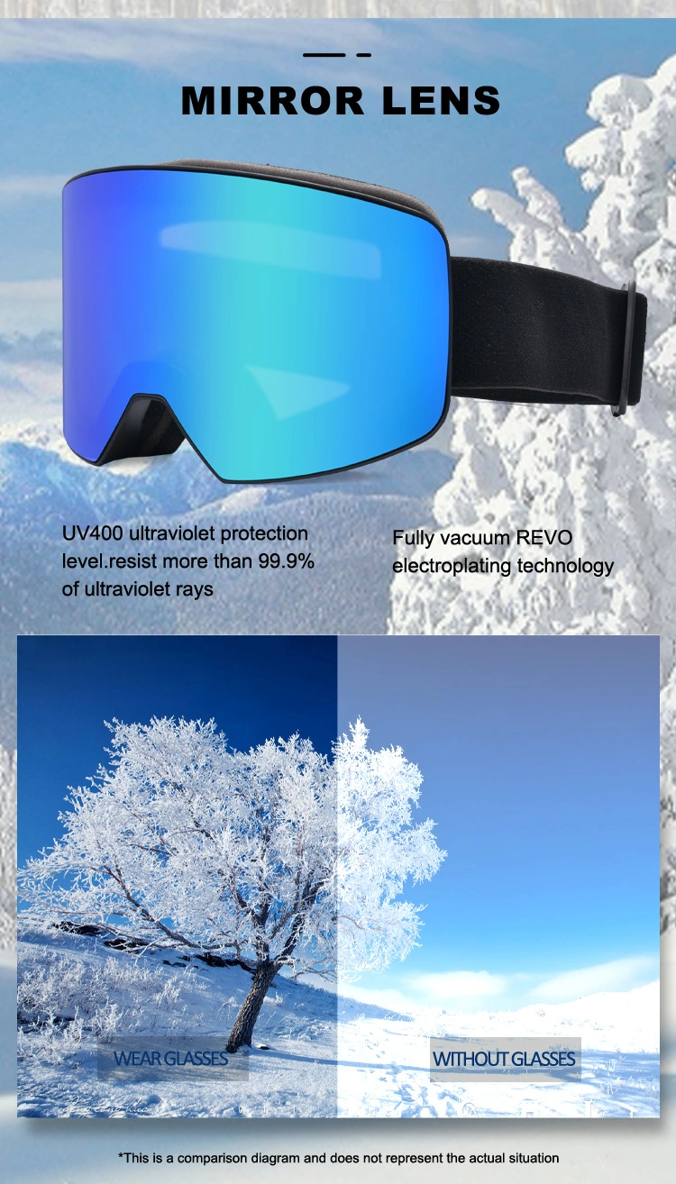 Wholesale TPU Frame UV400 Protection Snowboard Skiing Glasses Cylindrical Lens Sport Snow Goggle