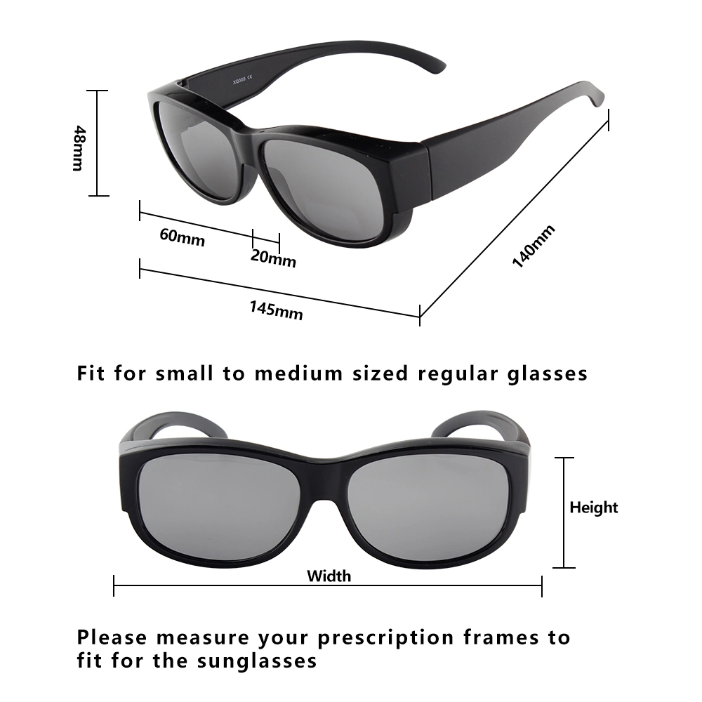 Black Frame Oval Shape Polarized Fit Over Sunglasses