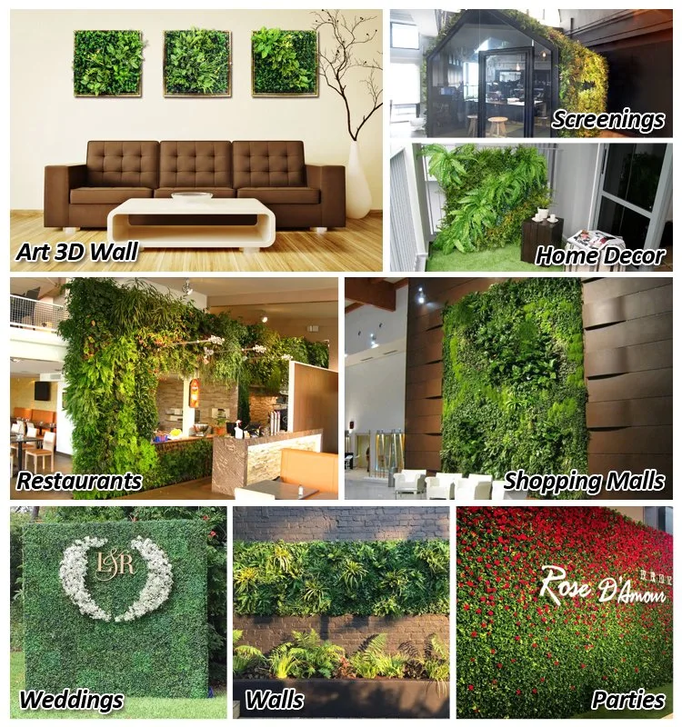 Indoor Green Artificial Frame Plant Wall for Office Hotel Cafe Decoration