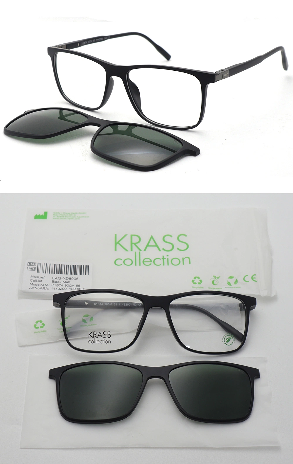 Newest Tr90 Hot Selling Unisex Clip on Optical Frame with Sunglasses Clip