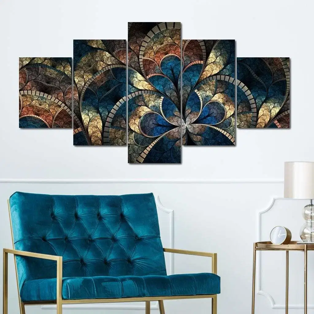 Home Decor Hand Oil Painting 5 Panels Canvas Print Abstract Wall Art