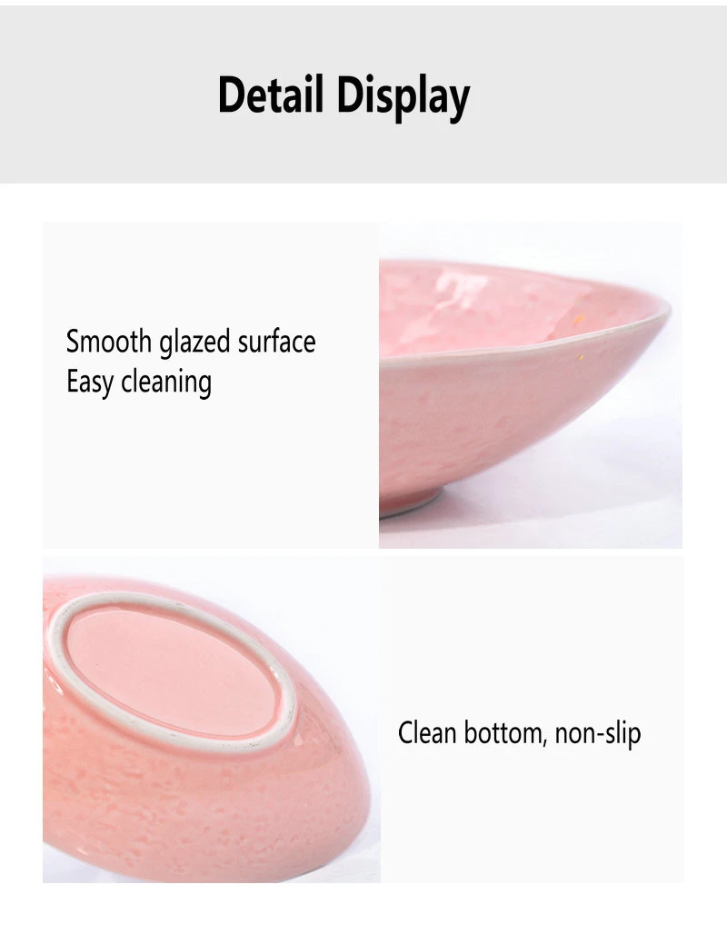 Porcelain Pink 1290 Degree High Temperature Oval Irregular Salad Snack Cold Dishes Fruit Deep Bowl