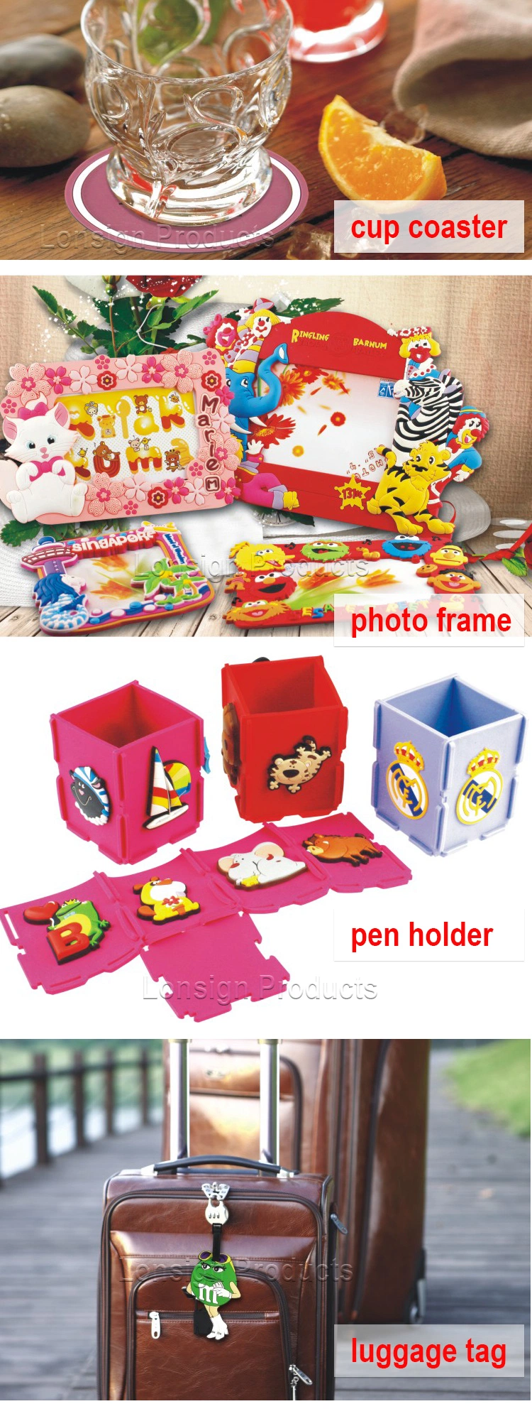 Nice Cartoon Soft PVC Rubber Photo Frame Ls6031