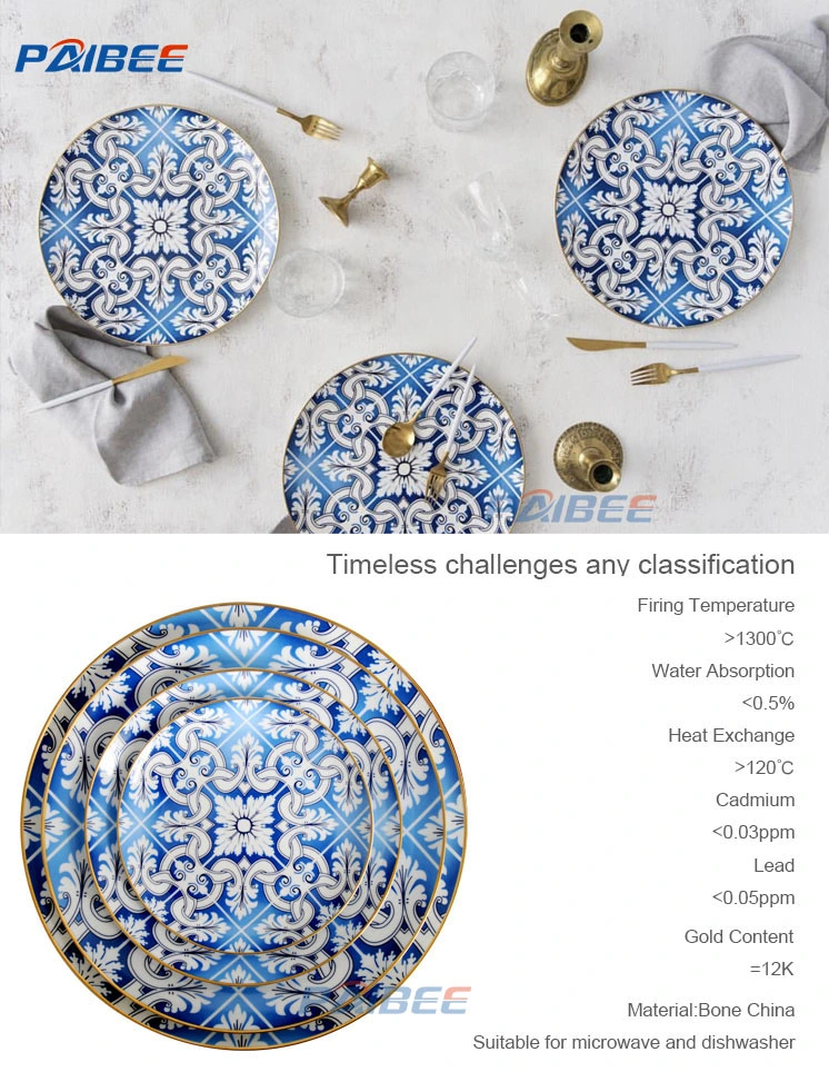 Paibee Decorative Elegant Design Dinner Plates Sets Tableware Fine Bone China