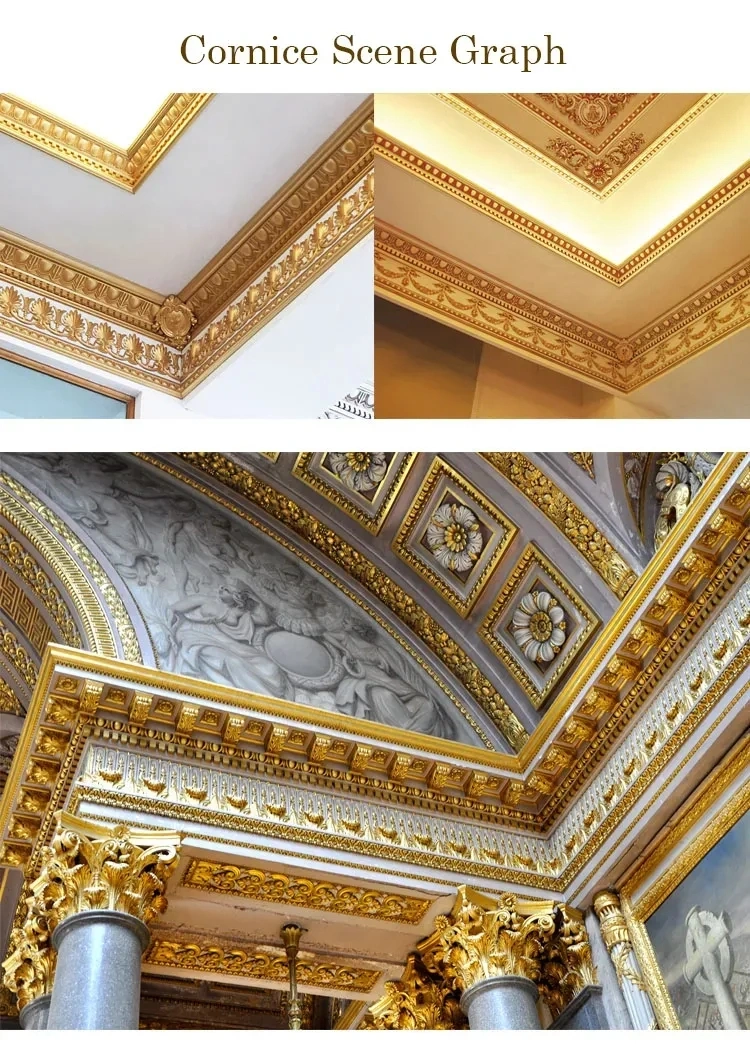 Luxury PVC Foam Decorative Waistline Interior Decorative PVC Moulding Golden Beltline Decoration Wall Cornetto