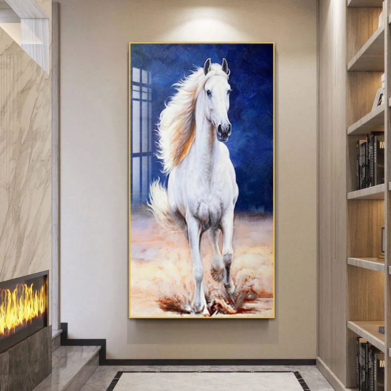 Exquisite and Modern Horses Crystal Porcelain Painting Wall Art Work Diamond Artwork