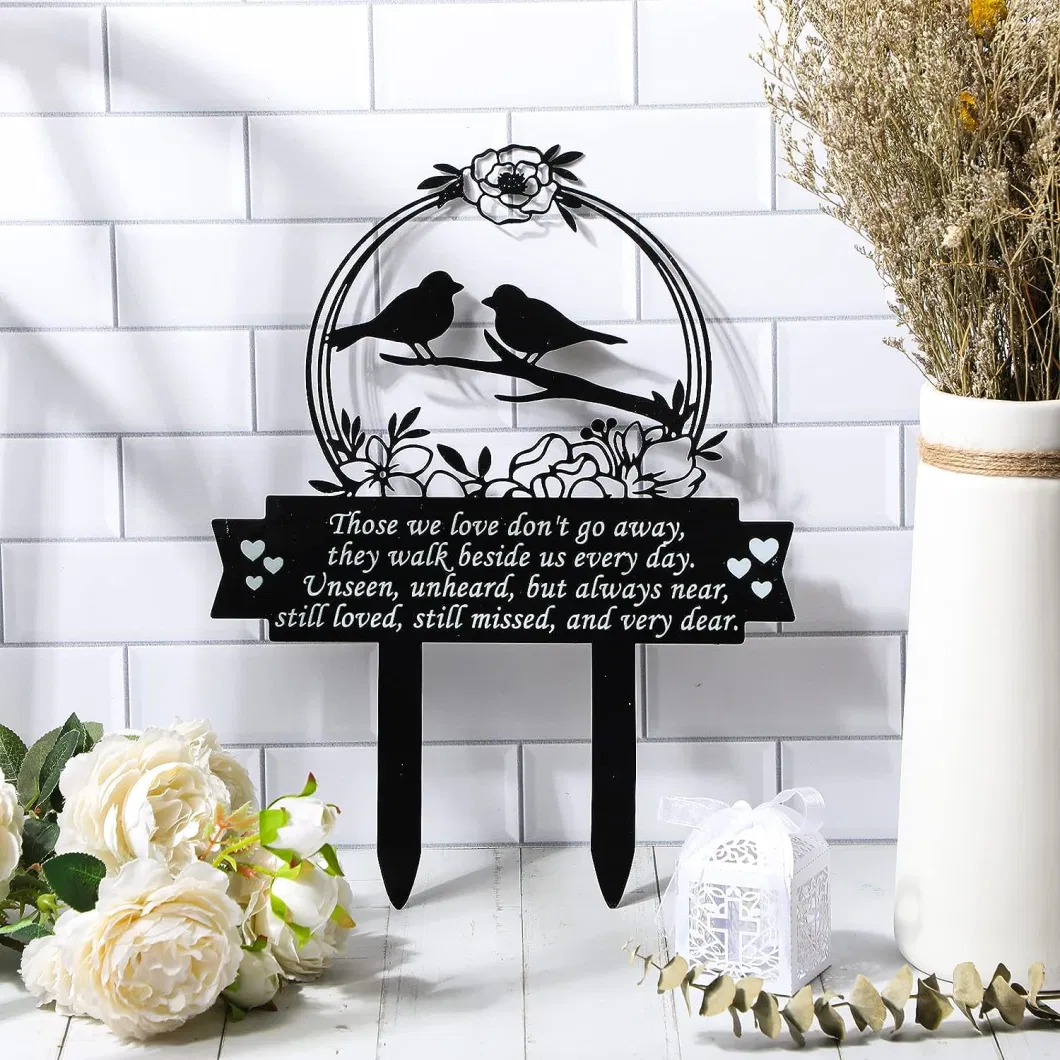Memorial Grave Markers 13.78 X 11.4 Inch Metal Cemetery Decorations for Grave Sympathy Bird Memorial Plaques for Outdoors Those We Love Don′t Go Away Grave