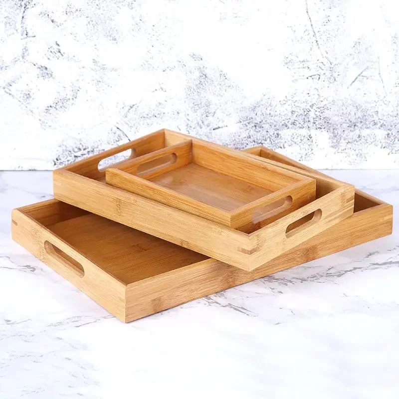 Wood Serving Tray with Handles Decorative Platter for Breakfast Organizer Tray