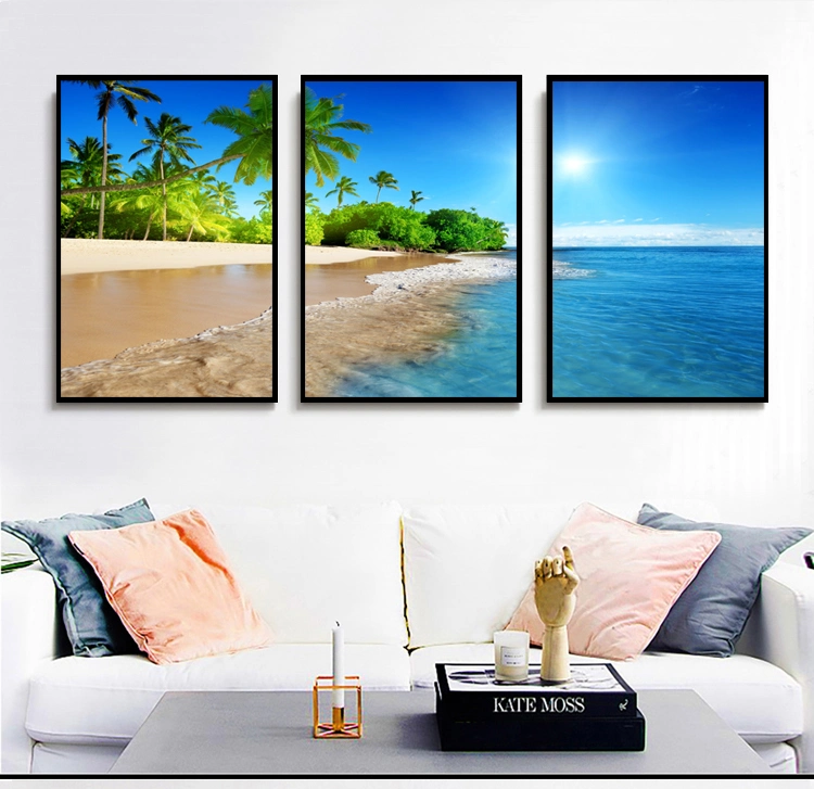 3 Piece Panel Set Canvas Wall Art Painting Custom Cheap Home Office Hotel Decor Beach Sea Scenery View Scenic Modern Decoration