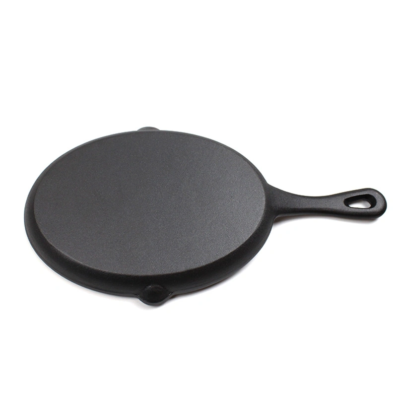 High Quality Cast Iron Vegetable Oil Steak Plate Fajita Sizzling Pan with Wooden Base