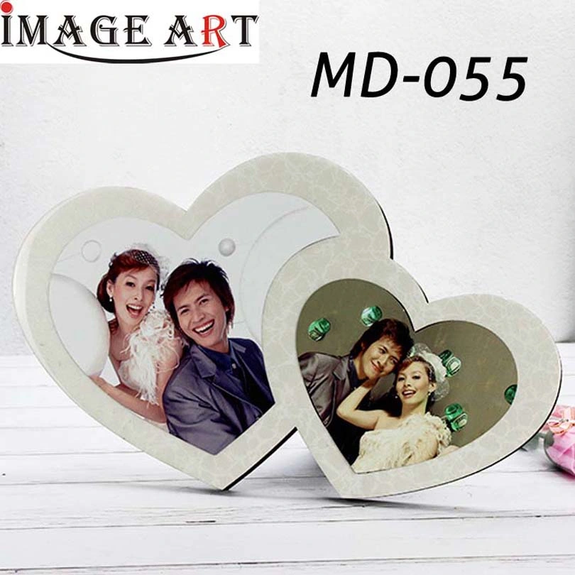 Double Heart Shaped Sublimation Blank MDF Photo Frame Globulite Wedding Picture Frame