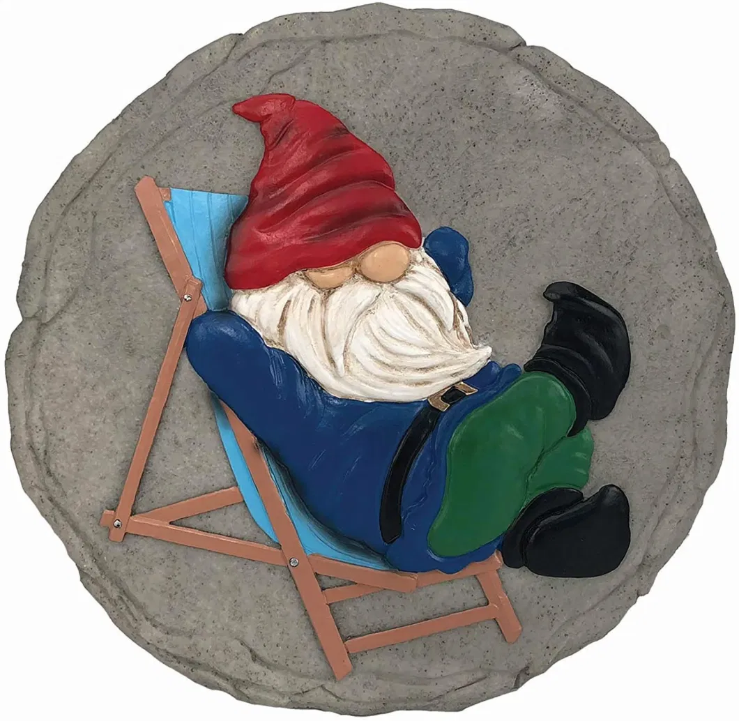 Lounging Gnome Stepping Stone Decorative Stone for Garden