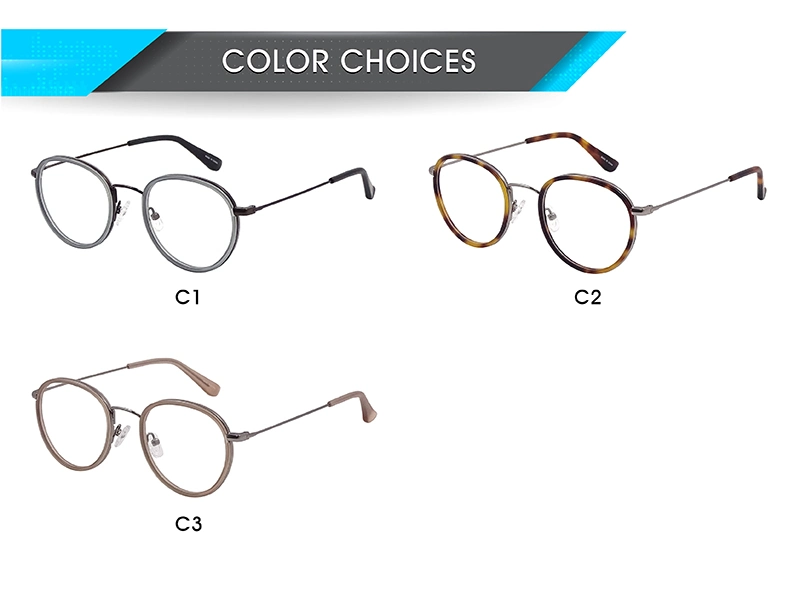 Handmade Classic Design Round Acetate Metal Optical Frames