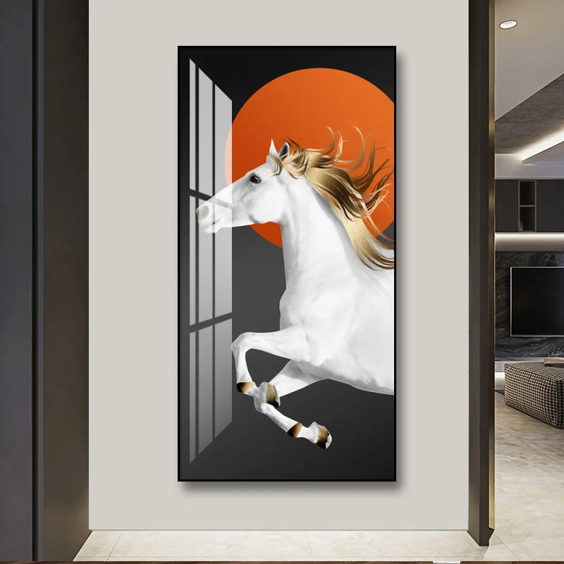 Exquisite and Modern Horses Crystal Porcelain Painting Wall Art Work Diamond Artwork