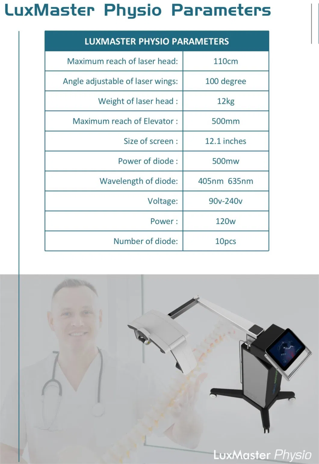 Luxmaster Physio Slim 10d 635 405nm Cold Laser Therapy Device Pain Relief Physiotherapy Equipment