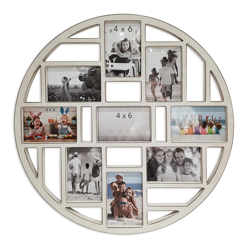 Opening 4&quot;X 6&quot; Linear Round Shape White Collage Picture Frame