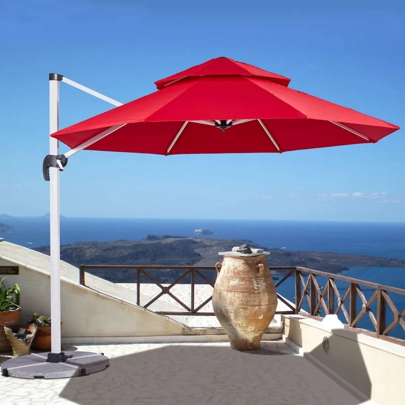 Patio Umbrella Cover Filled Umbrella Base Cantilever Offset Patio Market Umbrella Base Stand with U Locking