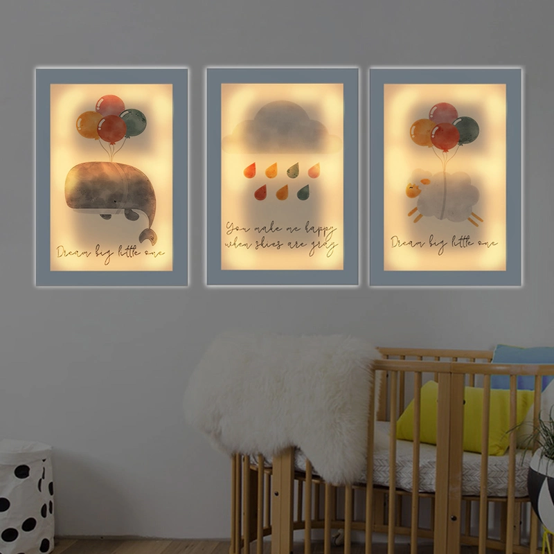 Cartoon Baby Animal Nursery Minimalist Kid Canvas Artwork Wall Painting Canvas Light Wall Art Prints Baby Children Bedroom