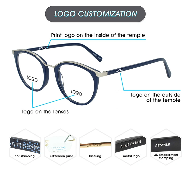 New Style Custom Retro Women and Man Mixed Metal Acetate Optical Frames