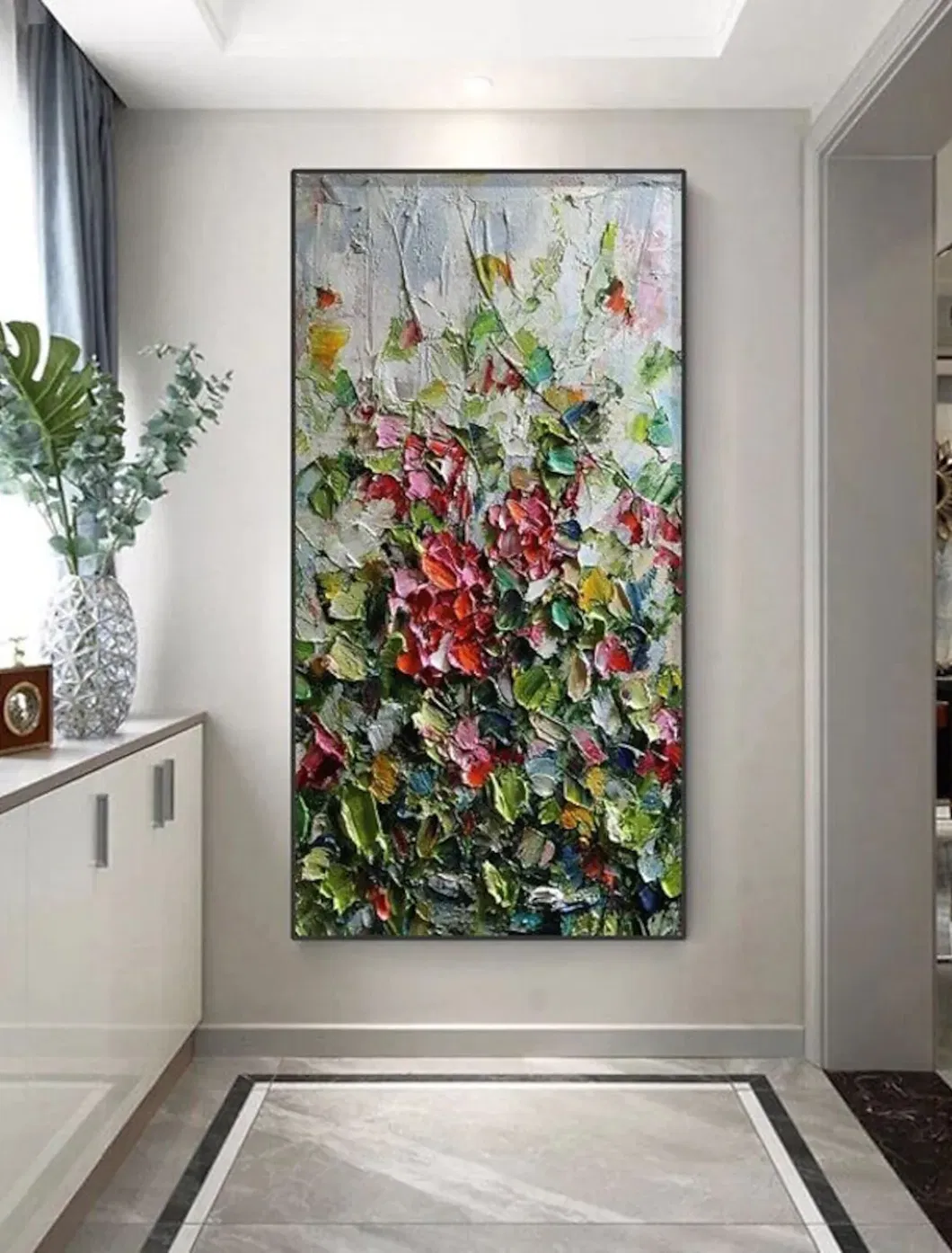 Handmade Textured Flower Painting 3D Abstract Wall Art for Home Decor