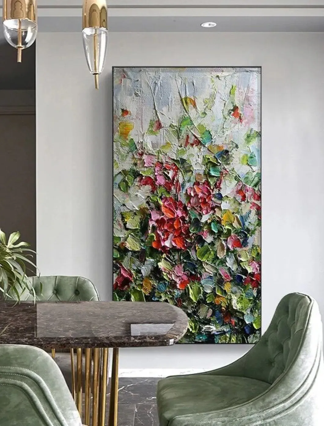 Handmade Textured Flower Painting 3D Abstract Wall Art for Home Decor