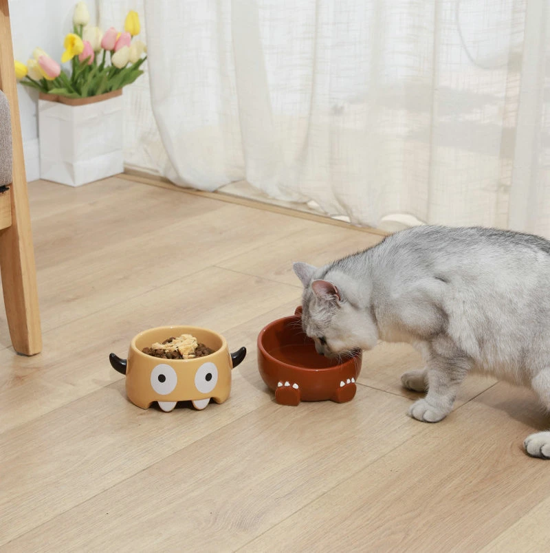 Luxury White Pet Bowl Green Wooden Frame Assorted Silicone Ceramic Esg19338