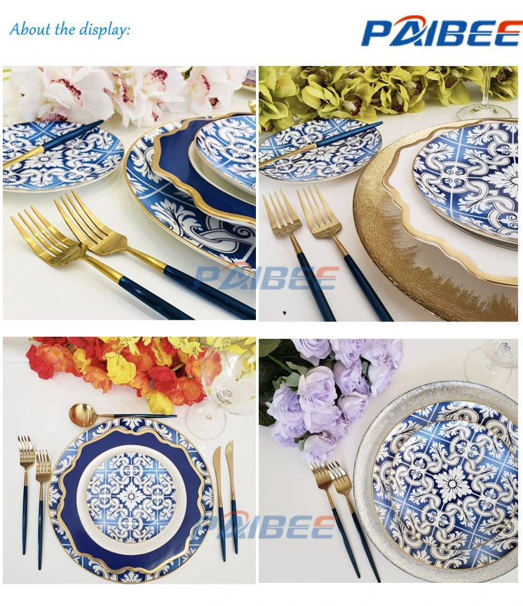 Paibee Decorative Elegant Design Dinner Plates Sets Tableware Fine Bone China