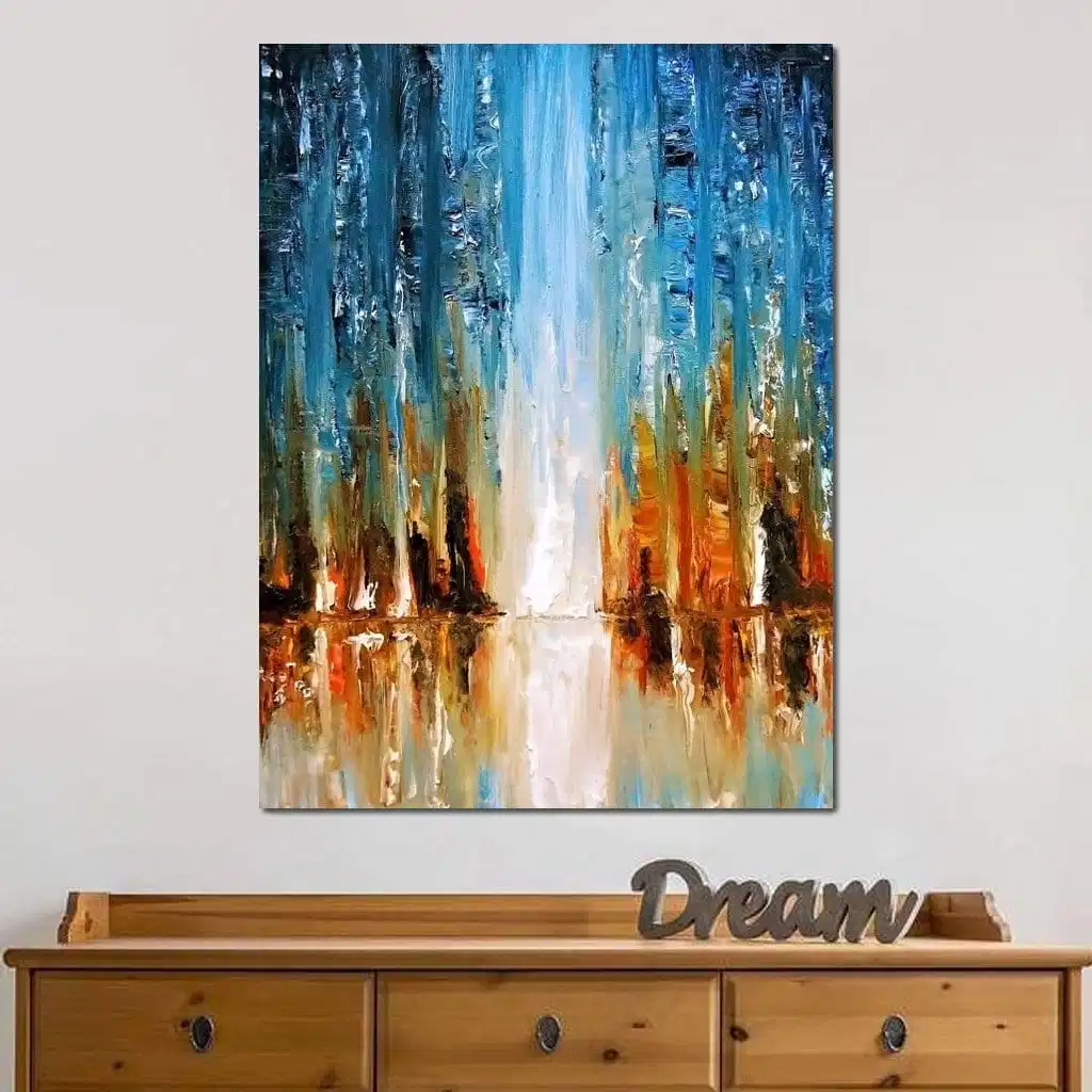 Home Decor Hand Oil Painting Golden Swirl Canvas Print Abstract Wall Art