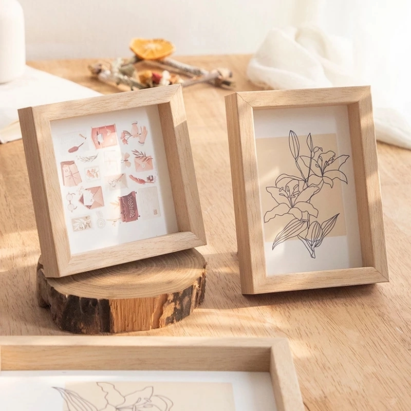 Wooden Photo Frame Picture Frames Wall Photo Card Holder Certificate Specimen Shadow Box Dry Flower Holder Desktop Ornament