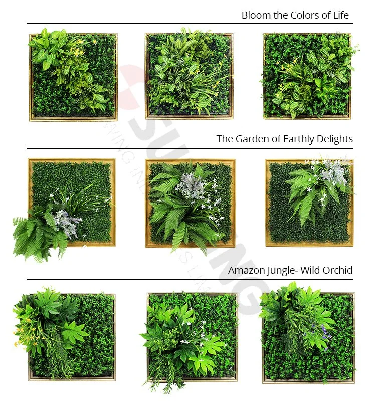 DIY Real Touch Custom Design Plastic Plants Frame Wall for Landscape Decoration