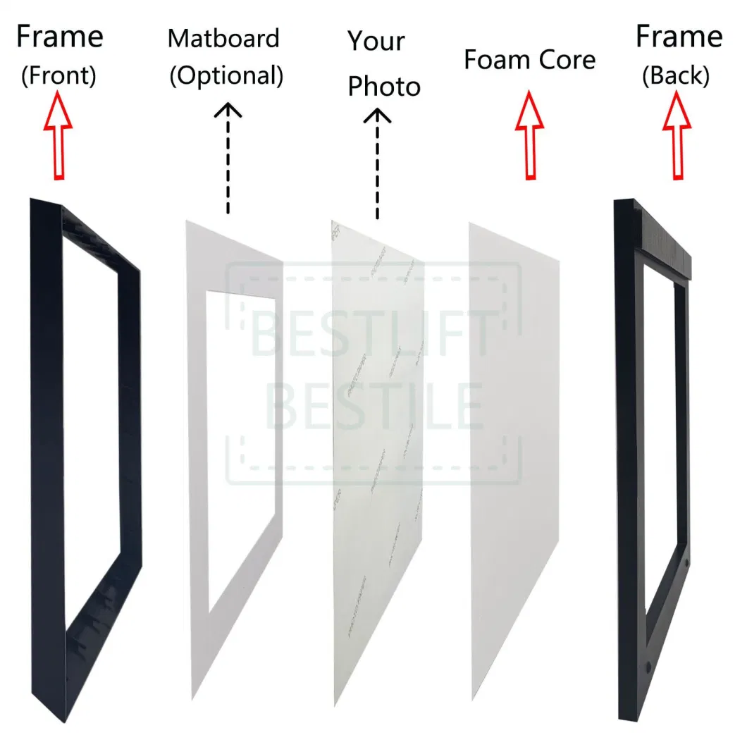 8X8inch Border Design Showcase Full Photo Black White Resin Frame