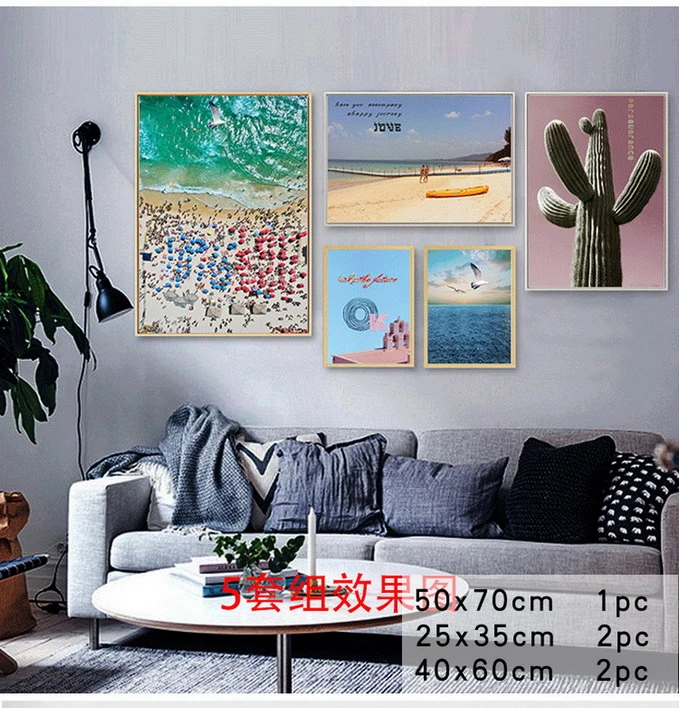 5 PCS Piece Panel Set Custom Canvas Wall Art Painting Cheap Home Hotel Decor Framed Picture Modern Landscape Scenery View